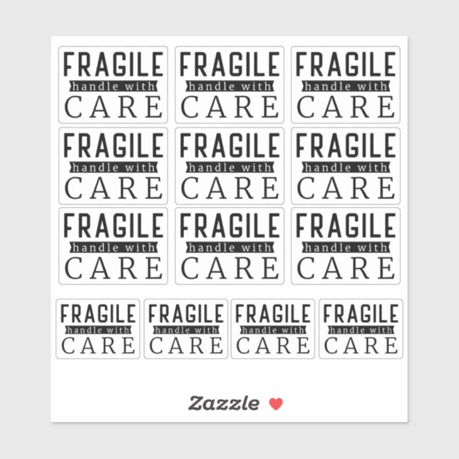 13 Schwarz-Fragile-Handle mit Betreuung für kleine Aufkleber (Blatt)