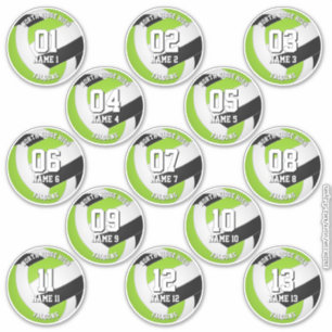 13 schwarze grüne Teamfarben Volleyballspieler Aufkleber