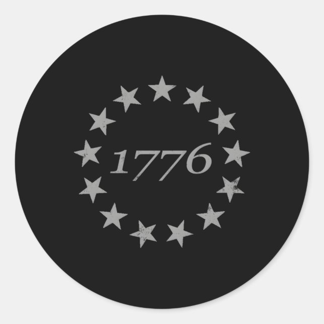13 Star Betsy Ross Distressed American Flag 1776 Runder Aufkleber (Vorderseite)