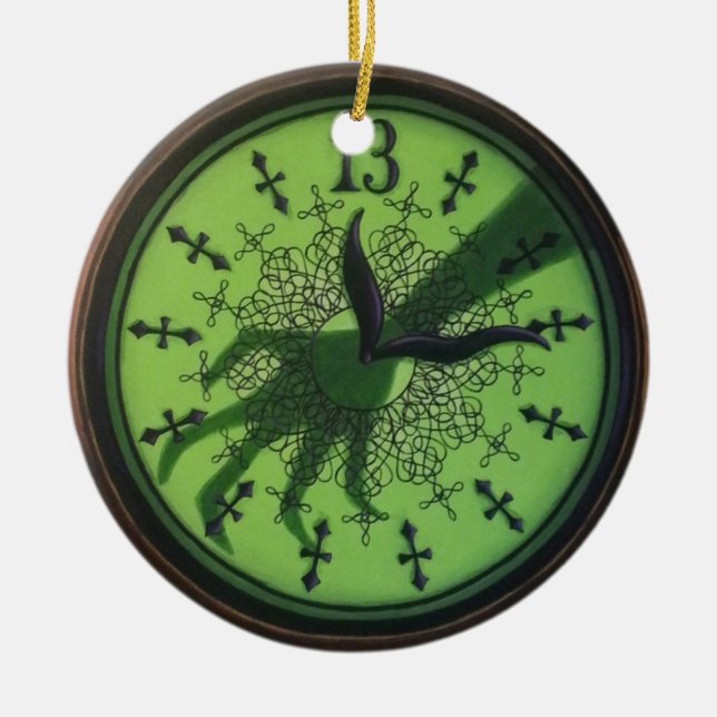 13 Stunden-Uhr-Verzierung Keramik Ornament (Vorne)