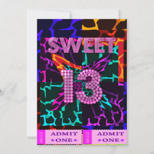 13. Sweet 13 Geburtstagsparty Mixed Animal Print Einladung