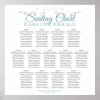 13 Tabelle Aquamarin auf der weißen Hochzeitssatte