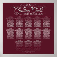13 Tabelle Elegant Burgundy Hochzeitstabelle
