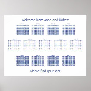 13 Tabelle Minimalistisch dunkelblaue Sitztabelle Poster