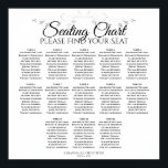 13 Tabelle Silver Filigree Hochzeitstabelle Poster<br><div class="desc">Dieses Diagramm zeigt die Hochzeitssitze für 130 Gäste an 13 Tischen. Das Design ist einfach,  elegant und raffiniert mit Schriftzeichen,  Schwarz-Weiß-Schrift und einem Vintagen Blumenfilegree in Silberfolie-Imitat.</div>