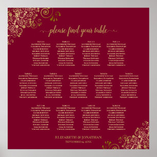 13 Tableau Burgundy & Or Elegant Seating Chart