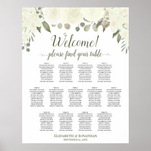 13 Tableau Sièges à Mariages floraux blancs d'ivoi
