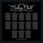 13 Tafelsilber auf der schwarzen Hochzeitstabelle Poster<br><div class="desc">Dieses Diagramm zeigt die Hochzeitssitze für 130 Gäste an 13 Tischen. Das Design ist einfach,  elegant und raffiniert mit Schriftzeichen,  blasssilbergrauem Text,  einem Vintagen Blumenfilegree in Silberfolie und einem schwarzen Hintergrund.</div>