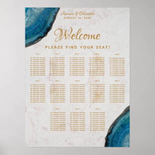 13 Tisch Hochzeit Marmor Sitzordnung Blaue Geode Poster