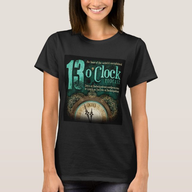 13 Uhr-extravagantes Logo-Schwarz-Shirt T-Shirt (Vorderseite)