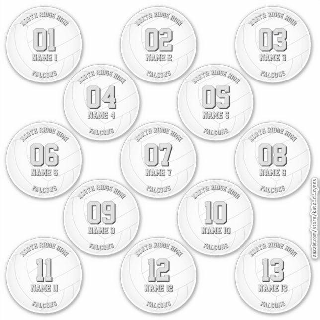 13 Volleyballspieler INDIVIDUELL personalisiert Aufkleber (Vorderseite)