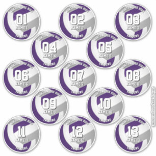 13 Volleyballspieler lila graue Mannschaftsfarben Aufkleber