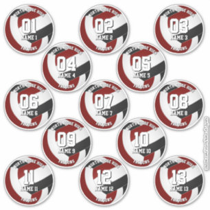 13 Volleyballspieler Maroon schwarze Mannschaftsfa Aufkleber