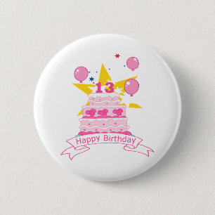 13 Year Old Birthday Cake Button