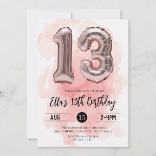 13e anniversaire Blush Pink Invitation