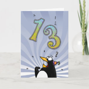 13e anniversaire - Carte de surprise de pingouin