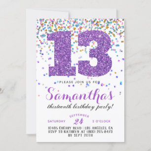 13e anniversaire Confetti Invitation