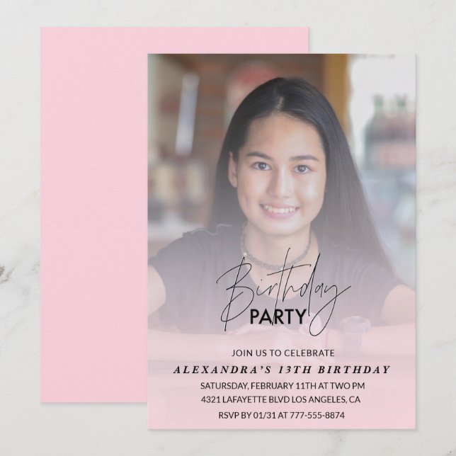 13e anniversaire Invitation Anniversaire Fête Phot (Devant / Derrière)
