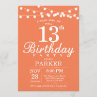 13e anniversaire Invitation Coral
