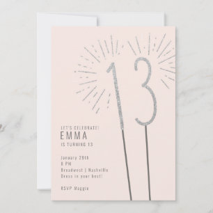13e anniversaire Invitation de la fille Sparkler