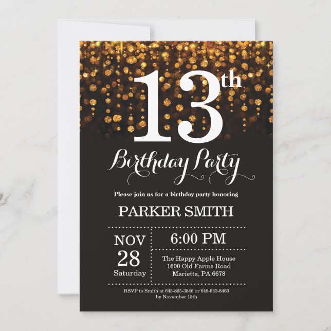 13e anniversaire Invitation Parties scintillant d' (Devant)