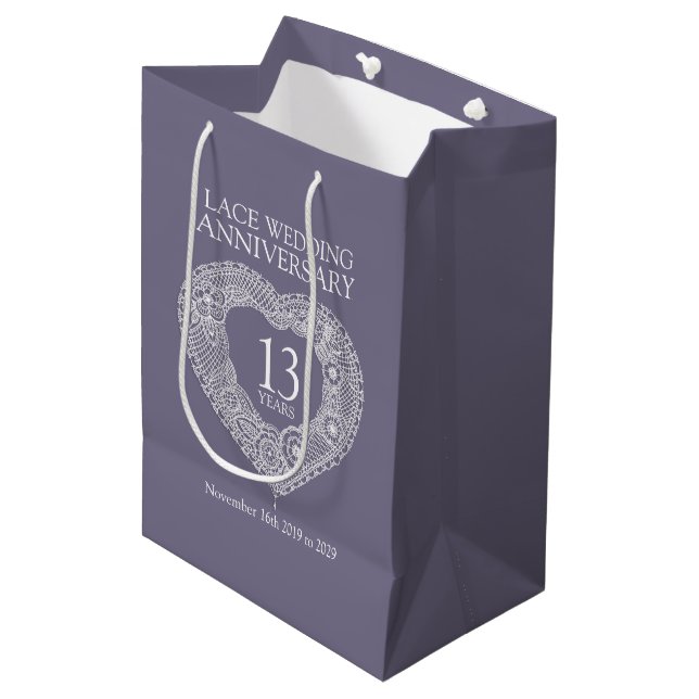 13e dentelle mariage anniversaire sac cadeau photo (Devant Angle)