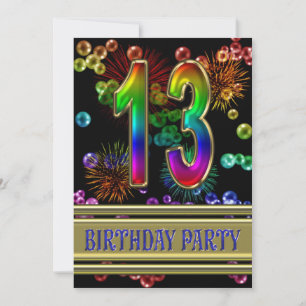 13e fête d'anniversaire Invitation avec bulles