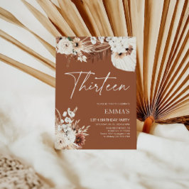 13E Invitation Anniversaire Terracotta Boho Pampas