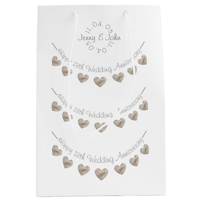 13e Mariage Anniversaire dentelle sac cadeau (Devant)