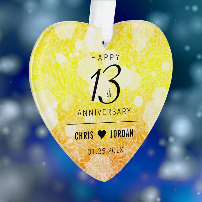 13ème anniversaire Mariage de la Citrine (Elegant 13th Citrine Wedding Anniversary Acrylic Ornament Cover Photo.)