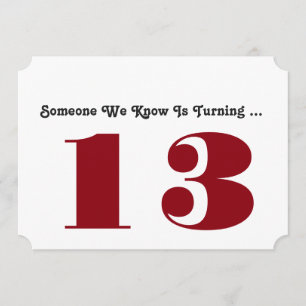 13ème Invitation de fête d'anniversaire, rouge