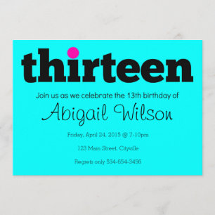 13ème invitation de fête d'anniversaire treize