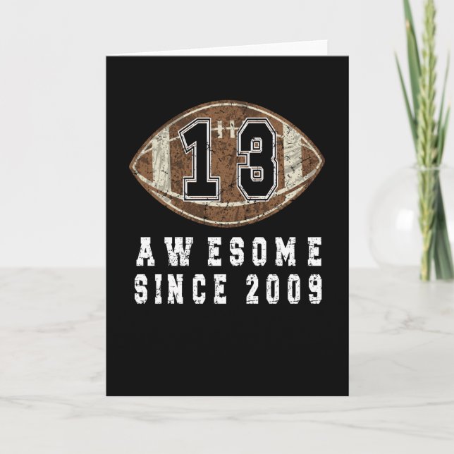 13th Birthday Born In 2009 Football Boy 13 Year Karte (Vorderseite)