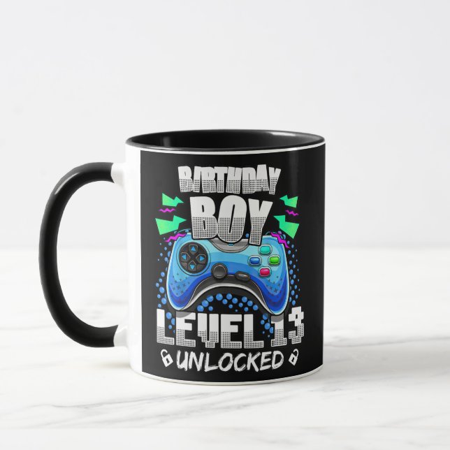 13th Birthday Gift Gamer Boys Level 13 Unlocked Tasse (Links)
