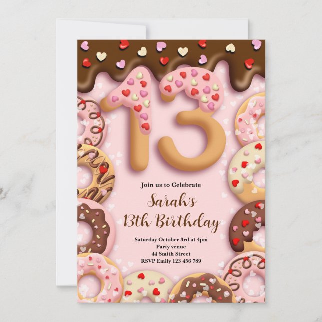 13th Birthday Girls Invitation Einladung (Vorderseite)