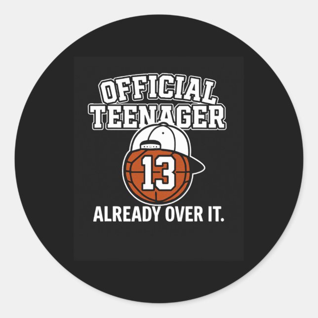 13th Birthday Official Teenager Funny Teen Sketll  Runder Aufkleber (Vorderseite)
