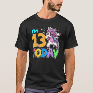 13The Birthday Girl Unicorn Funny Dabbing Rainbow  T-Shirt