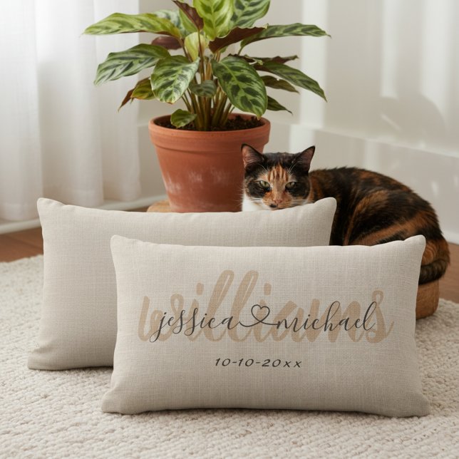 13x21 Rustikale Personalisierte Hochzeit Lumbalkis Lendenkissen (Awesome gift for newlyweds - personalized stylish throw pillow with their names and wedding date.)