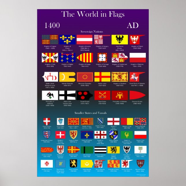 1400 AD Flags of the World Poster (Vorne)