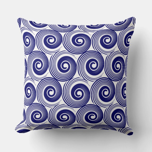 140216 Spirals - Deep Navy on White Kissen (Vorderseite)