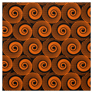 140216 Spirals - Orange auf schwarz Stoff