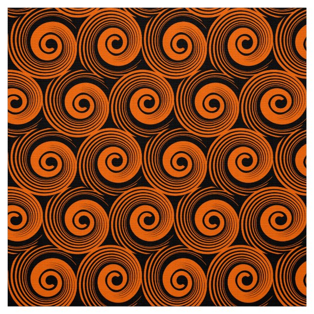 140216 Spirals - Orange auf schwarz Stoff (Muster)