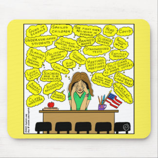 1409 Lehrer Stress and Worry Cartoon Mousepad
