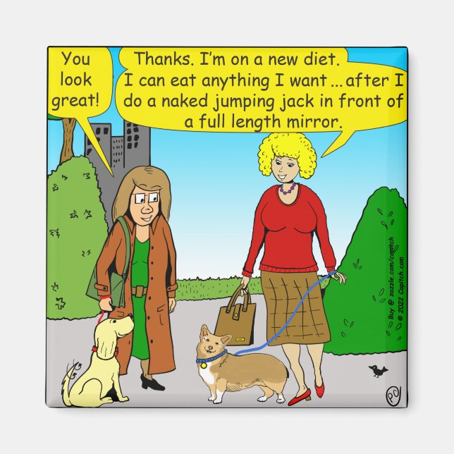 1411 Jumping Jack Diet Cartoon Magnet (Vorne)