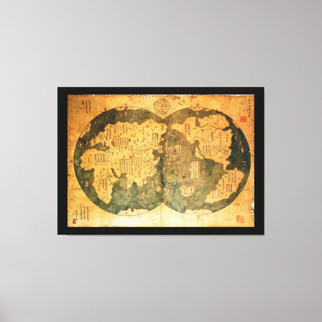 1418 Chinesische Weltkarte von Gavin Menzies Leinwanddruck (Vorderseite)