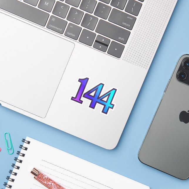 144 Angel Number Confirmation Aufkleber (Laptop mit iPhone)