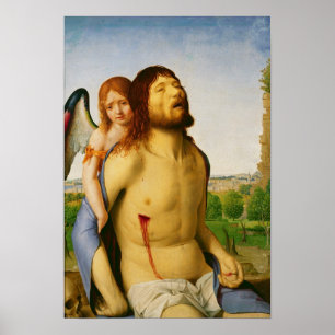 1475/78, Der tote Christus, unterstützt von einem  Poster