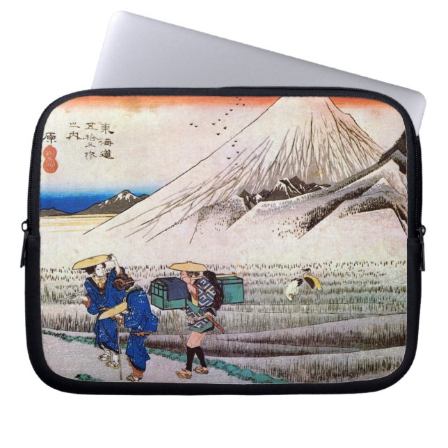 14. 原 宿, 広 重 Hara-juku, Hiroshige, Ukiyo-e Laptopschutzhülle (Vorderseite)