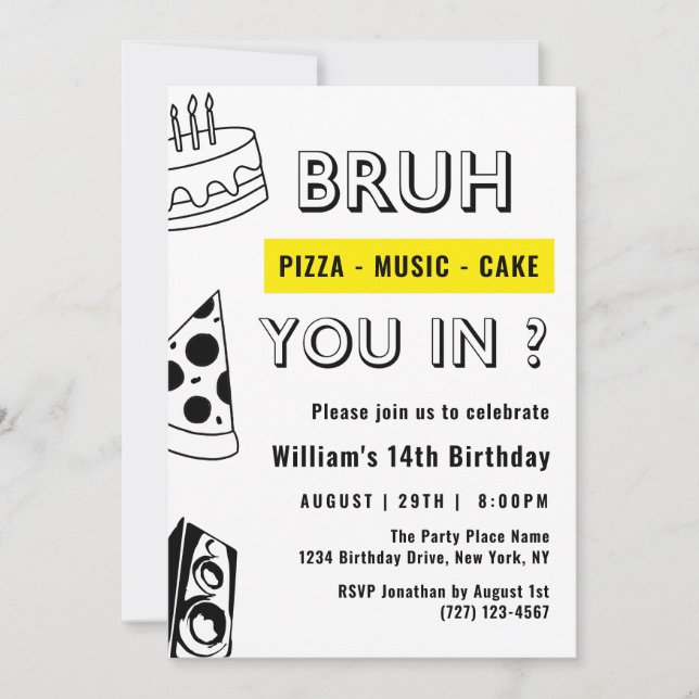 14. Bruh, Du in Birthday Teen Boy Funny Einladung (Vorderseite)