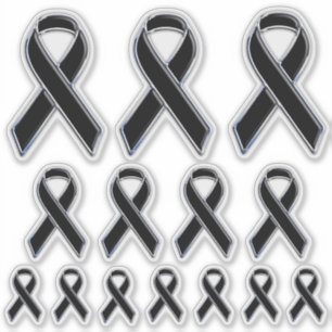 14 Chrome Style Print Black Ribbon Awareness Aufkleber